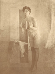 NEWLY FOUND HENDRICKSON B&W SEPIA PHOTO PRINT Topless 1920’s Flapper Girl 11×14″