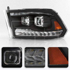 – for 2009-2018 Dodge Ram 1500 10-18 2500 3500 Black LED Signal DRL Dual Project