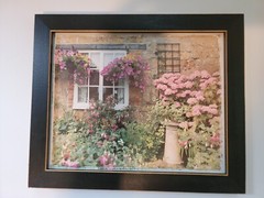 Set of 3 Country Floral Photographs Black Wooden Frames