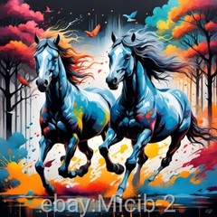 Digital Image Picture Photo Pic Wallpaper Background Colorful Horses