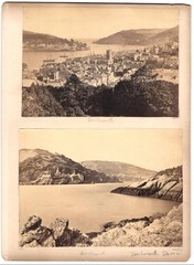 2 photographs Dartmouth, panorama of the city, waters with castle