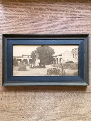 VTG Wood Framed Photo Mission San Juan Capistrano Courtyard, Gardens and Well