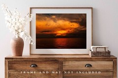 Storm Photography Print: Oklahoma Sunset Thunderstorm Lake Overholser Photo