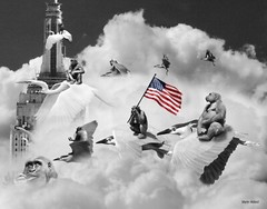 Beautiful composite photograph mounted on board. Ape Force NOT AI.