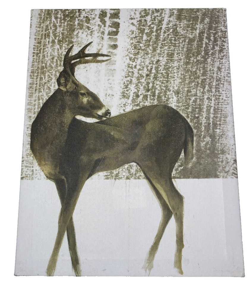 Deer In Snow Forest Print Art Picture Farmhouse Decor New Animal
