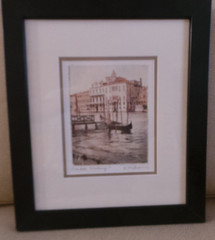 Venice Italy Gondola Waiting photo print framed & matted signed by Melious NF
