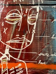 VERY COOL LARGE MIXED MEDIA PAINTING BY AARON KRATEN ON WOOD SIGNED HEAVY