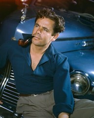 Glenn Ford Vibrant 1940’s Color Smoking Pipe by Vintage blue Car 16×20 Poster