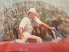 FABULOUS VINTAGE ORIGINAL PHOTO OF A MAN AND RARE MERCEDES AUTOMOBILE. 15X12 IN