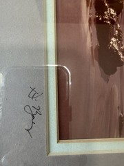 Vintage Signed Sepia Coastal Seascape Photograph Nielsen Metal Frame Matted