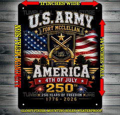 America 250 4th of July Military Army Patriotic Metal Sign Wall Art 14×11″