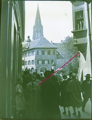Freiburg Town Hall Square Alley around 1920 Historic Glass Negative