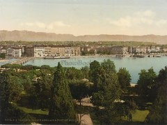 Geneva English Garden Pont Du Mont-Blanc Switzerland Vintage Photochromic P.Z. G