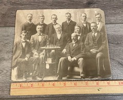 Antique 1890s Dallas TX Chess Club Photo – Clifton Church Photographer – 9.4×7.5