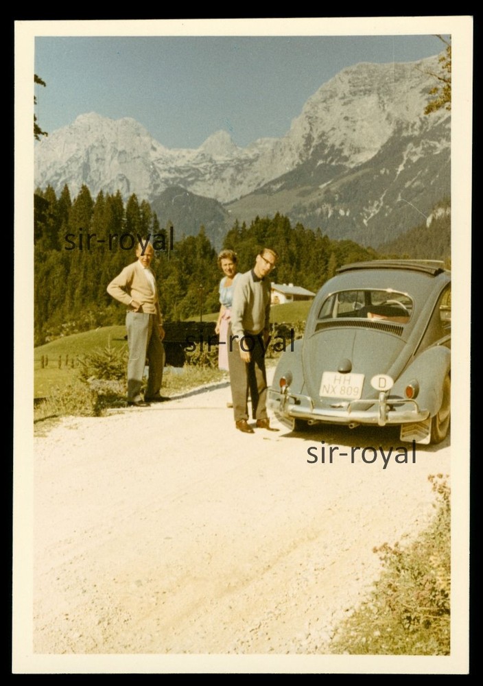 Berchtesgadener Land 1960s-VW Beetle from Hamburg-car motor vehicle-photo 7x10cm