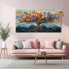 Floral Flower Tree Canvas Wall Art Colorful Tree of Life Painting Prints for …
