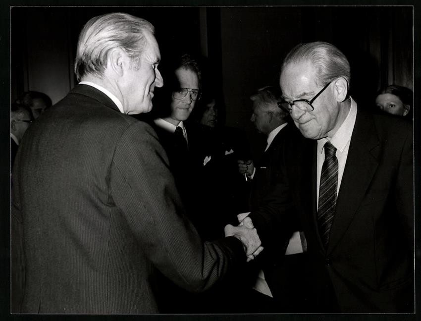 Photograph Knippertz, Bonn, Federal President Karl Carstens & Herbert Wehner 1981