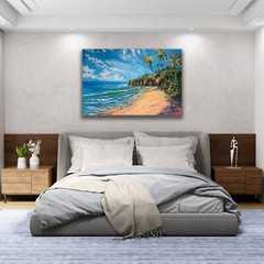 Beach Drawing Painting, Pastel Tropical Beach Art Hawaii Print Large Portrait