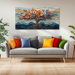 Floral Flower Tree Canvas Wall Art Colorful Tree of Life Painting Prints for …