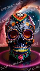 Digital Art Picture Image Photo Wallpaper Background Desktop AI – Glowing Skull
