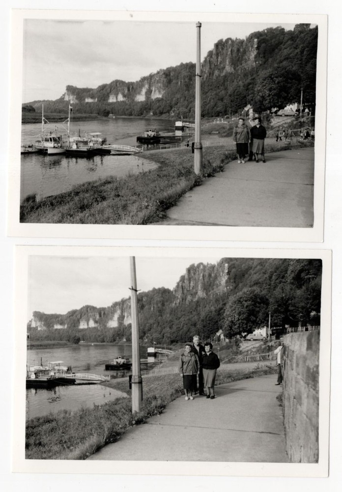 2x Photo Elbe Pier Saxon Switzerland