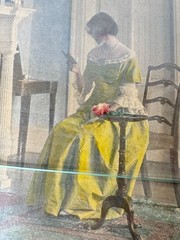 Wallace Nutting Hand Tinted Photo Art of Colonial Style Women at Home