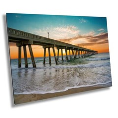Coastal Awakening: Wrightsville Beach Jonnie Mercers Fishing Pier Metal Wall Art