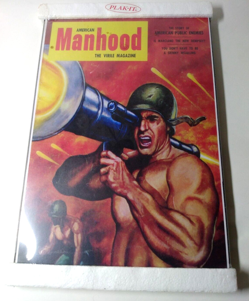 Plak-It AMERICAN MANHOOD Magazine cover 17 Inch x 11 Inch Print Plaque