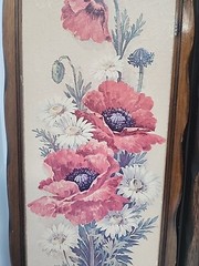 Vtg 1970s Floral Framed Wood Art Robert Laessig AVA Set 9″x18.»