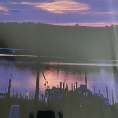 Original Matted Art Photography Print Marina Boats Purple Sunset