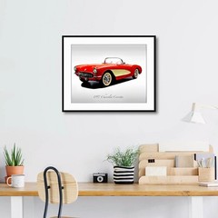 Classic Cars – 1957 Chevrolet Corvette in Venetian Red – Print