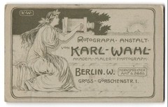 Photography Karl Wahl, Berlin, Gross Görschenstr. 1, Art Nouveau photographer with