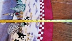 Checkered Winter Scene Church Home Cows White and Red Tree Skirt Large 69.5″