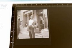 Great old negative – man in front of a photo shop? Agfa Advertising