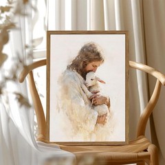 Jesus and Lamb Wall Art, Christian Good Shepherd Wall Decor Picture, Religiou…