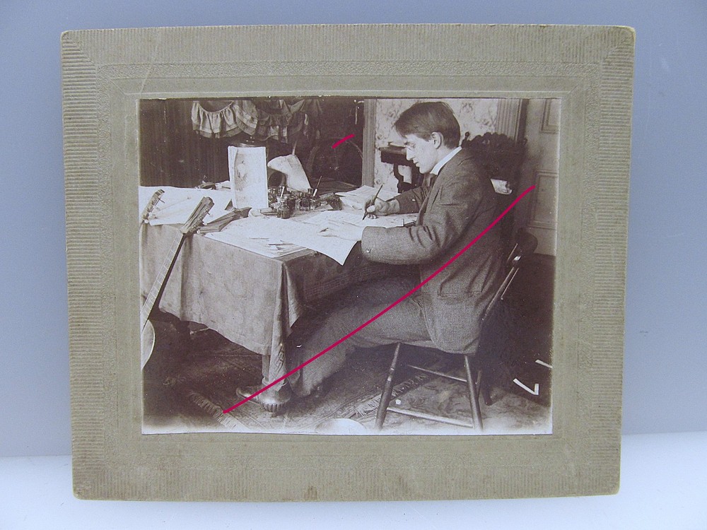 Otto Herz Musician In His Room At Table Original Historical Large Photo