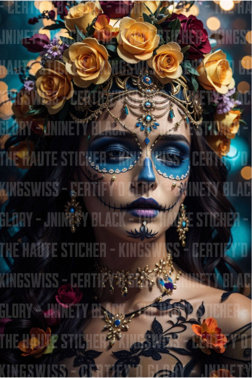 Digital Image Photo Wallpaper Background AI Art, Sugar Skull Woman 2, Printable
