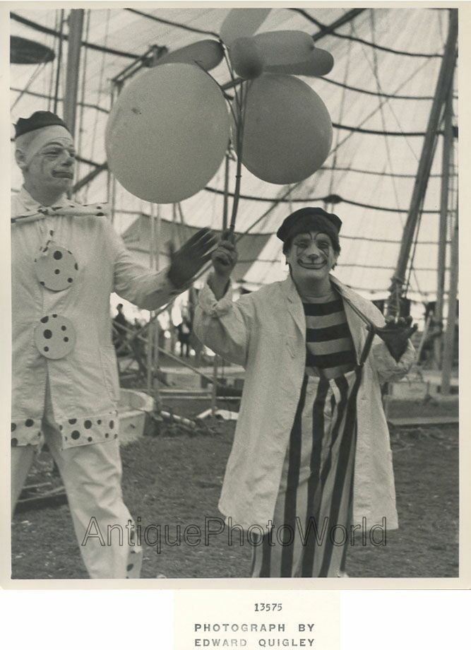 Clown with balloons vintage circus art photo by Edward Quigley