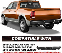 BRYGHT Black Steel Rear Bumper Assembly Replacement Compatible with 09-18 Dodge