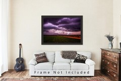 Storm Photography Print: Kansas Lightning Thunderstorm Stormy Night Photo