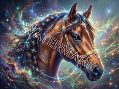 Premium Beautiful Mystical Horse Head Artwork Digital Image Picture Photo