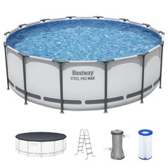 Bestway Steel Pro MAX 14’x48″ Round Above Ground Swimming Pool with Pump & Cover