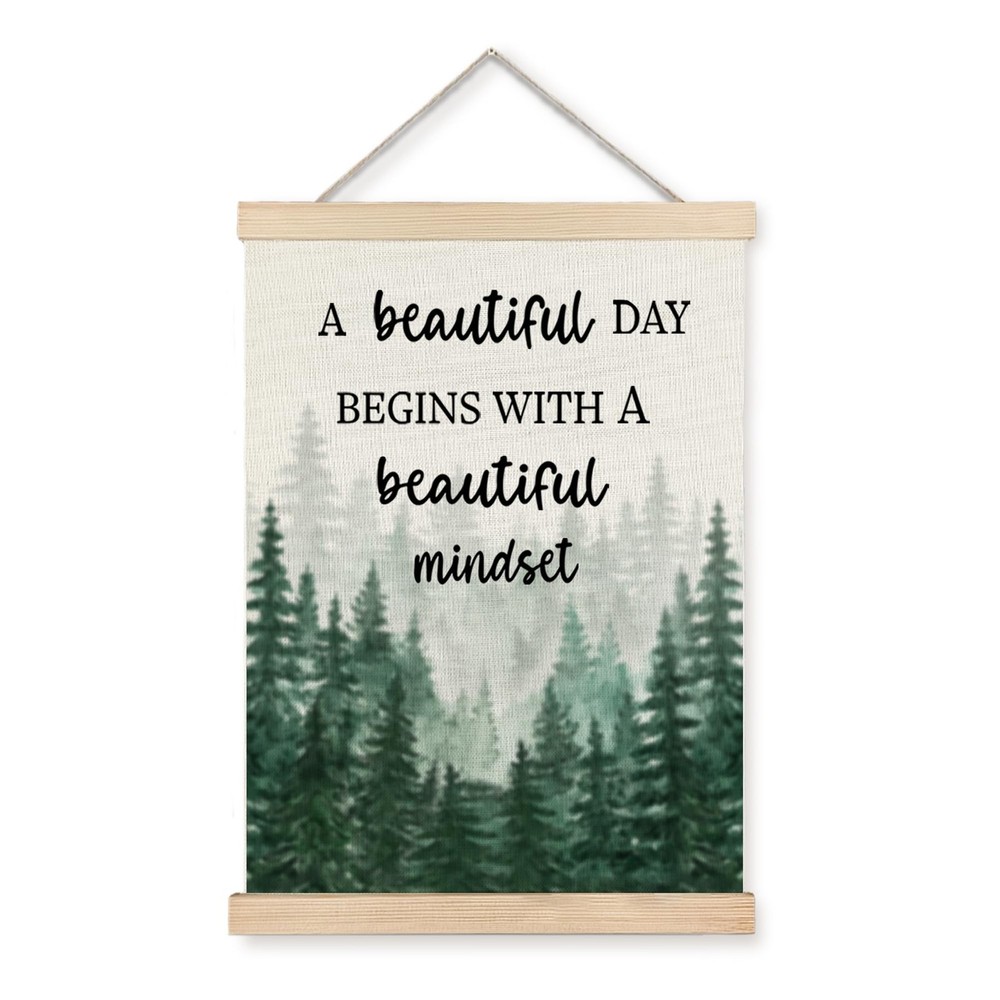 Mindset Hanging Canvas Wall Art – A Beautiful Day Begins with a Beautiful Min…