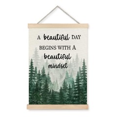 Mindset Hanging Canvas Wall Art – A Beautiful Day Begins with a Beautiful Min…