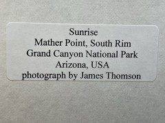 Grand Canyon photos “Sunrise” & “Sunstreak” signed matted photos, James Thompson