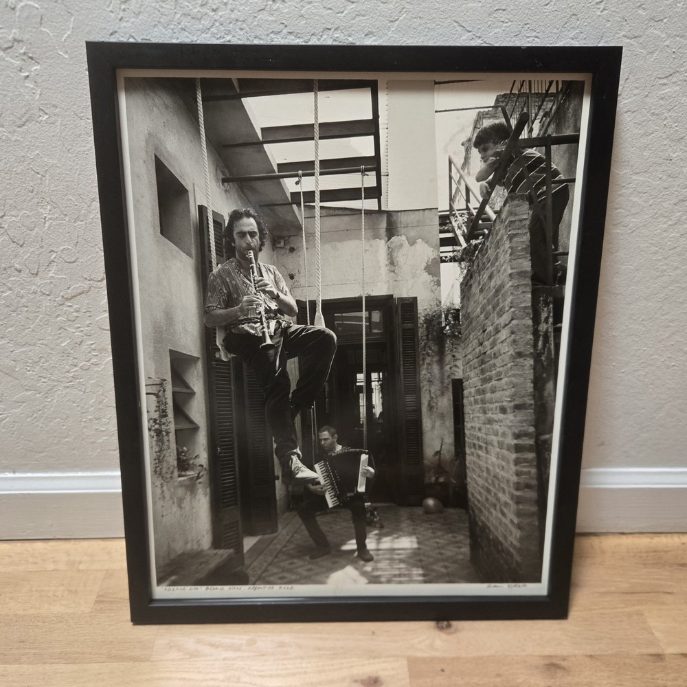 Zion Ozeri Signed ‘Klezmer Duo’ Buenos Aires Photograph Framed 21×17″ Judaism
