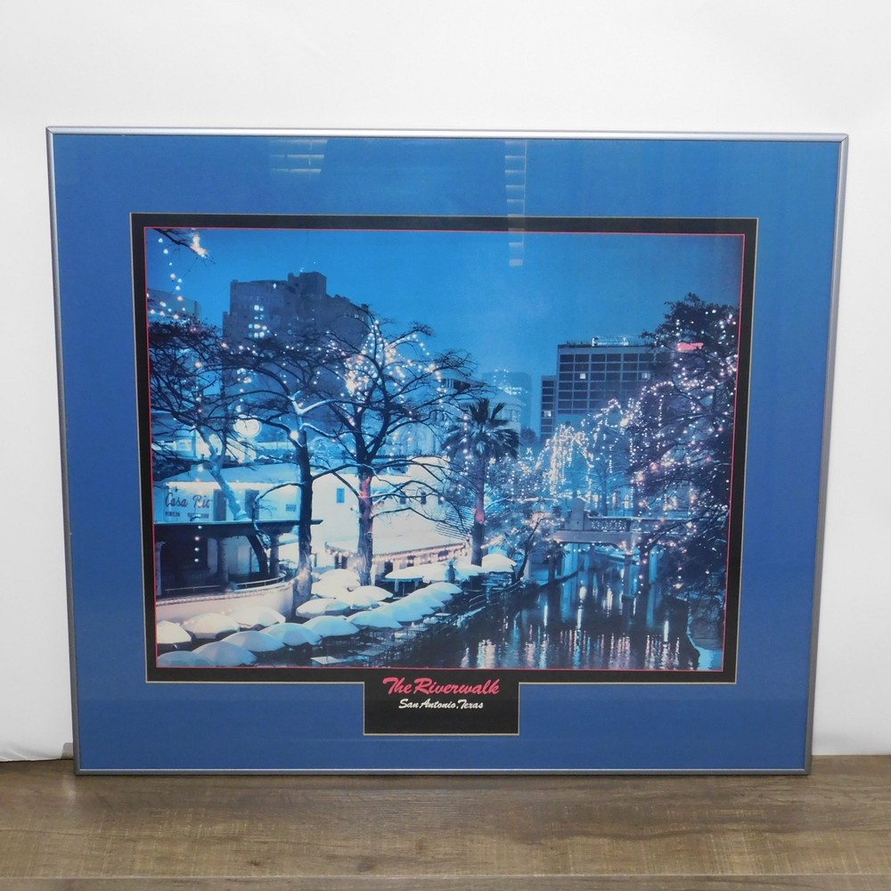 San Antonio Texas Riverwalk Winter Scene Professional Framed Photography 30.5×26