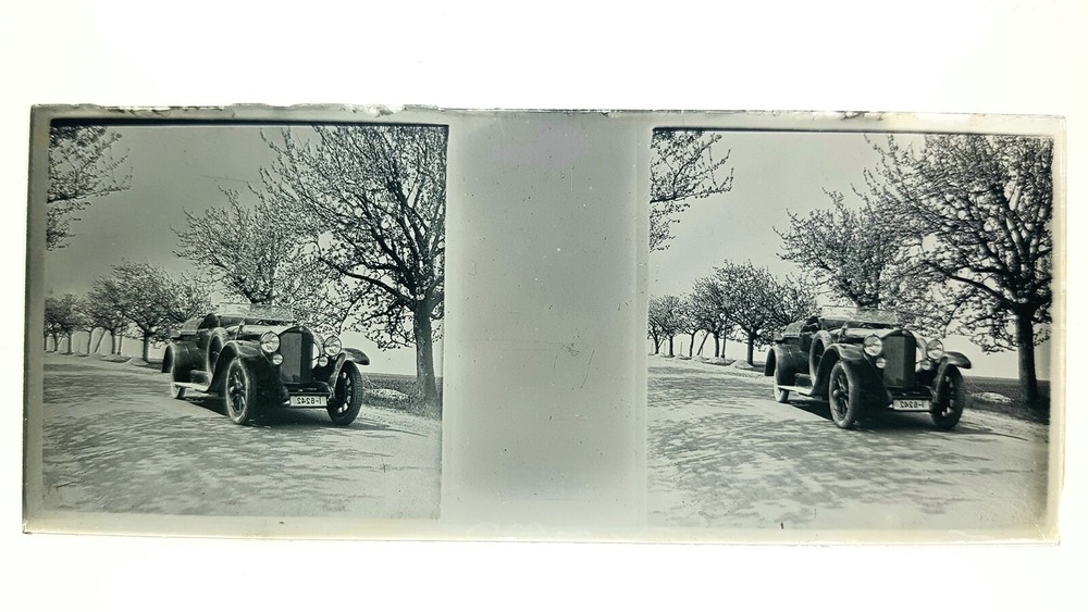 Rare Vintage Stereo Glass Plate AUTO MERCEDES BENZ c.1916 – 4x12cm