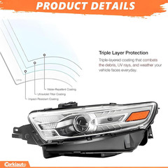 Headlight Assembly Compatible with 2013 2014 2015 2016 2017 2018 2019 Ford Tauru