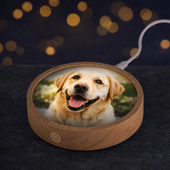 Custom Photo LED Night Light, Personalized Picture with Wood Base Plug-In Light